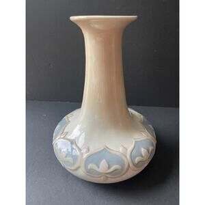 Porceval Porcelain Ceramic Vase Made In Spain Pink Blue Floral Vessel Pastel